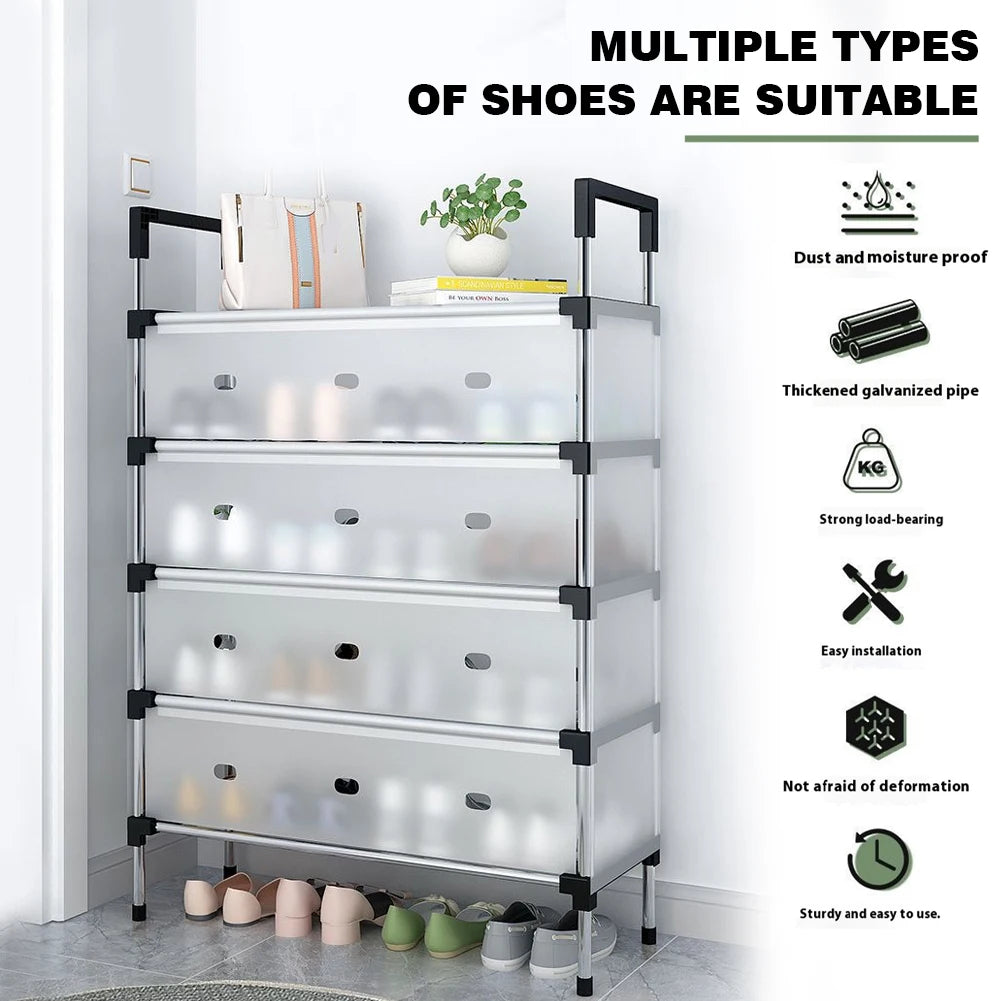 Multilayer Shoe Rack 4-Tiers with Metal Frame – Space-Saving Shoe Cabinet