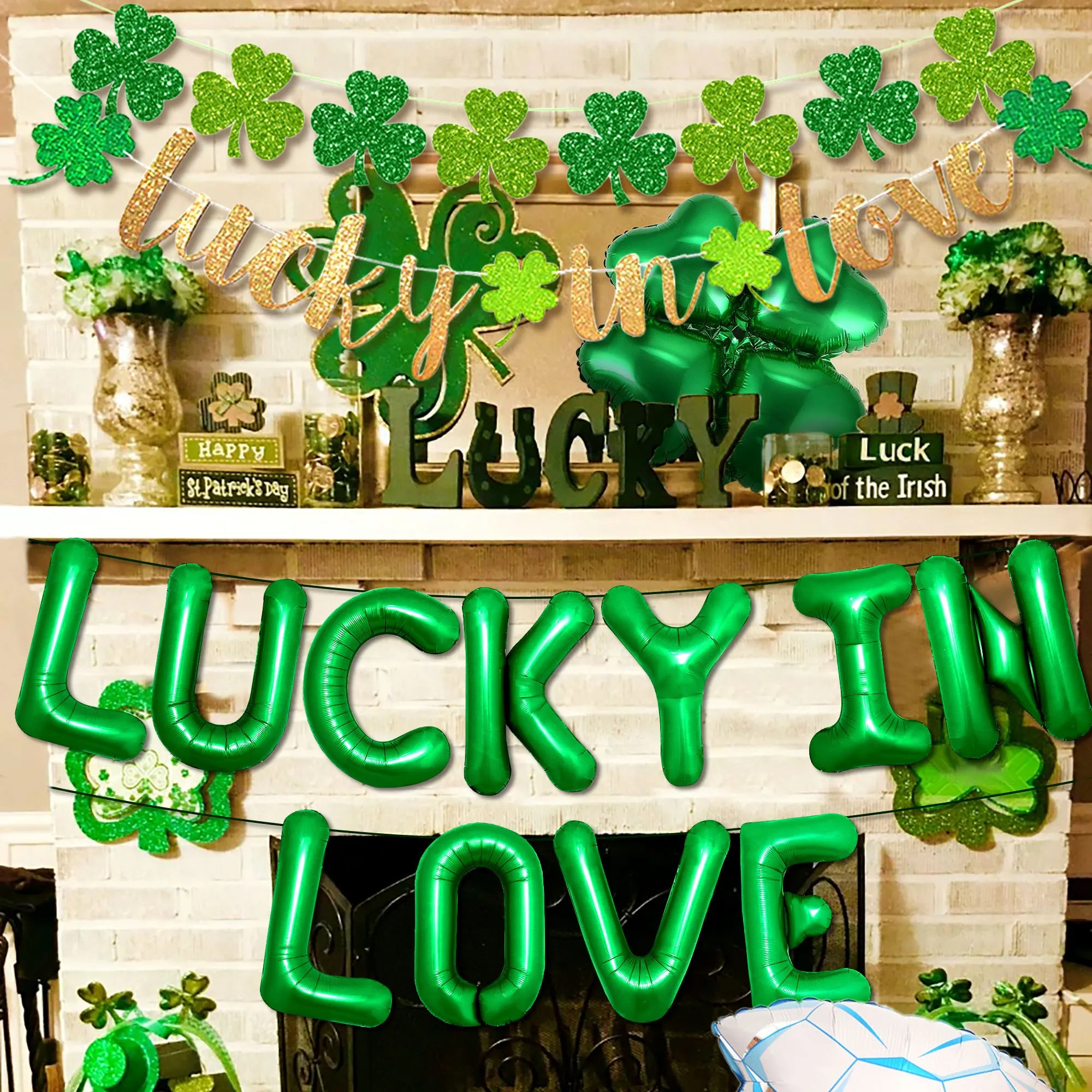 Luxury Lucky In Love St. Patrick's Day Banner Balloons Decor Set