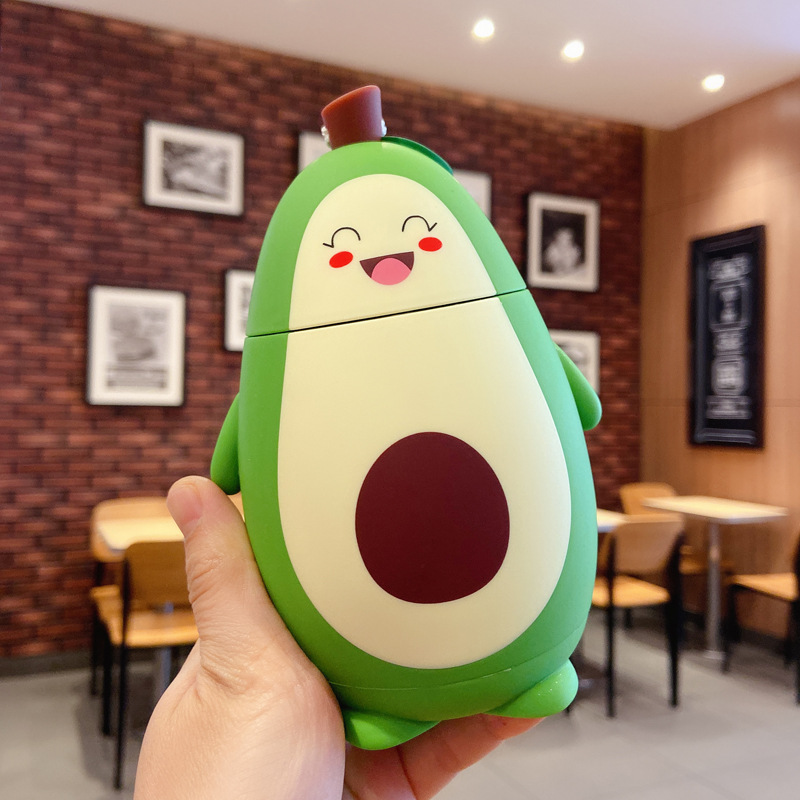 Cute Cartoon Avocado Double Wall Glass Mug