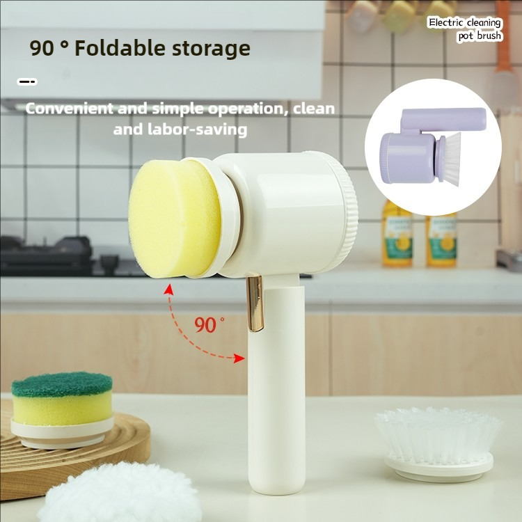 Electric Power Scrubber with Interchangeable Brush Heads for Home Cleaning (Blue)