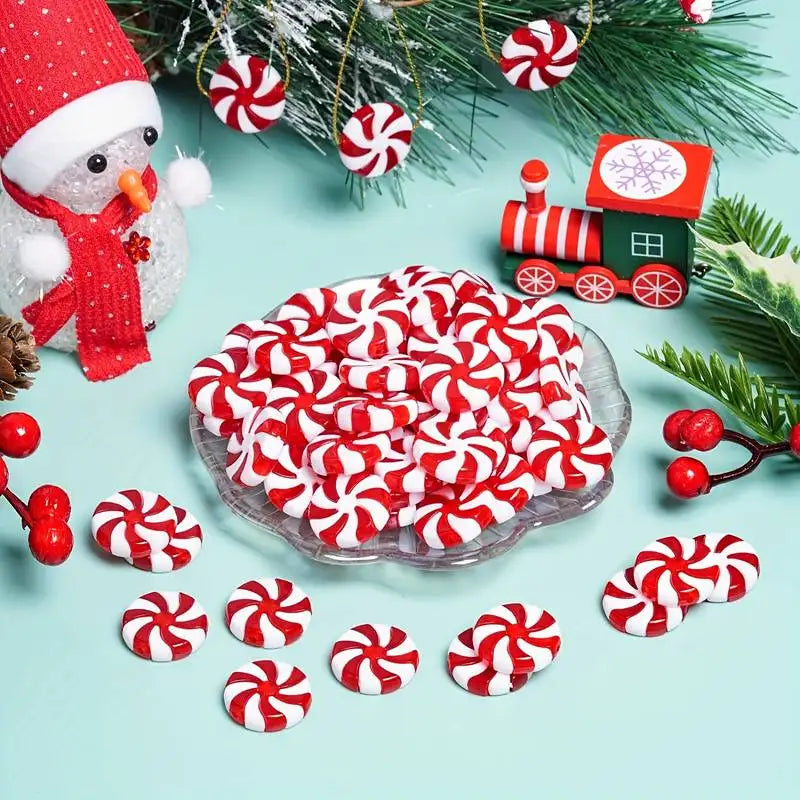 Red White Mini Candy Cane Ornaments 25-Pack