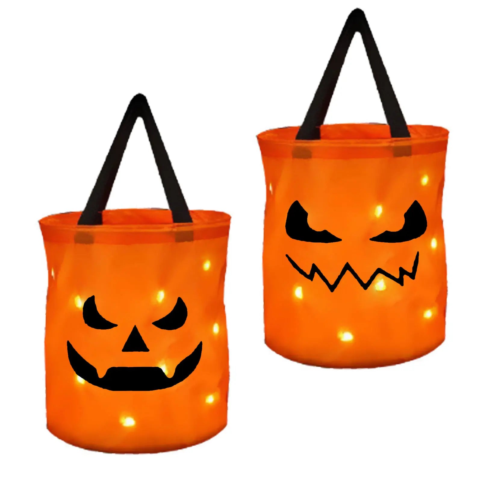 Handheld Pumpkin Candy Bag with LED Lights (Orange)