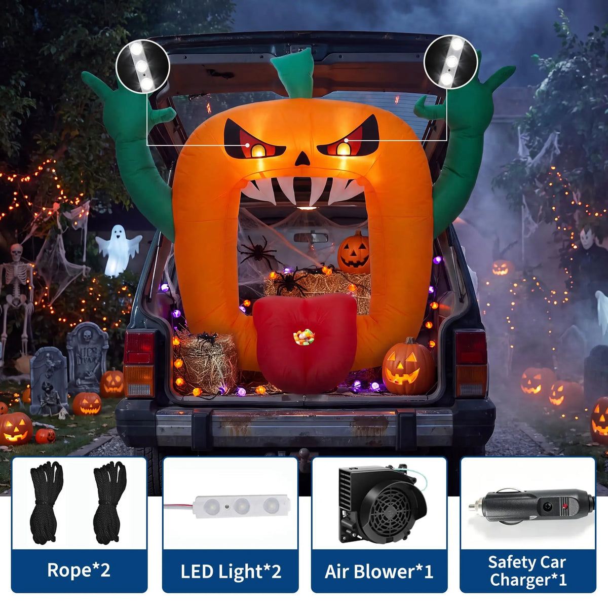 Halloween Inflatable Pumpkin Decoration 6 FT for Trunk or Treat &amp; Yard