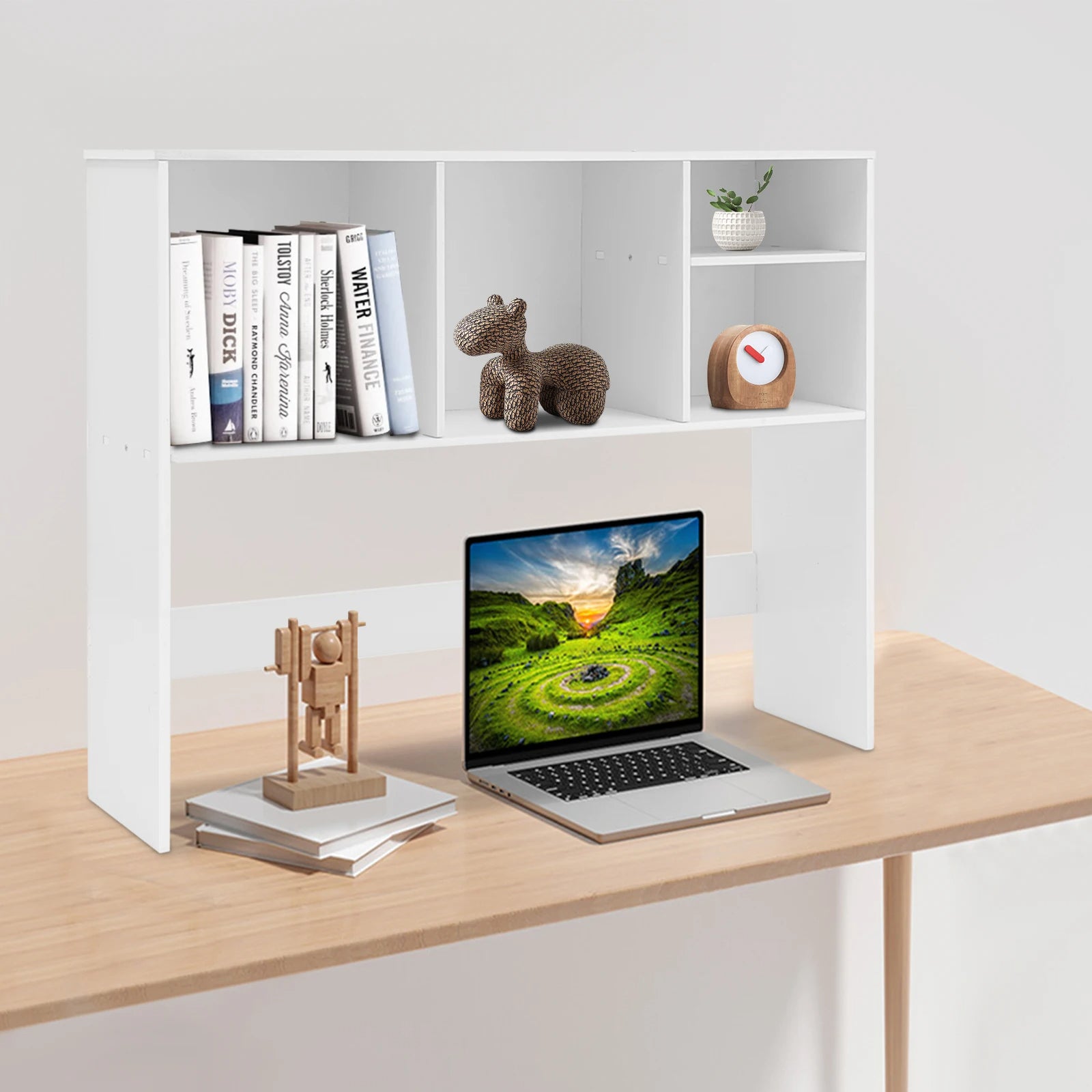 Desktop Bookshelf Desk Organizer Double-Layer with 4 Compartments