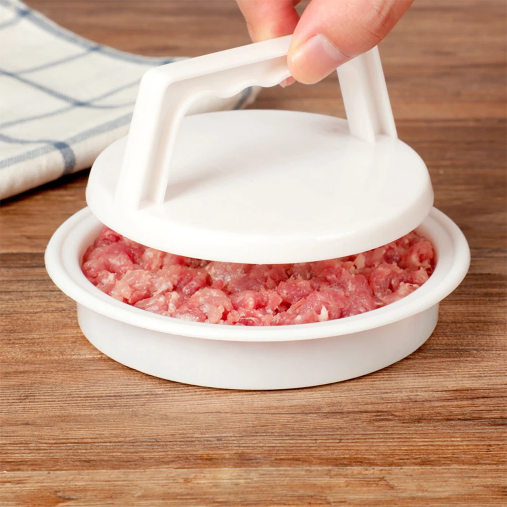 Durable Plastic Stuffed Burger Press BBQ Grill Tool (White)