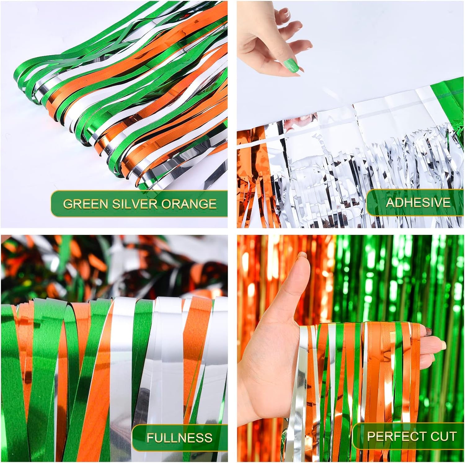 St. Patrick's Day Foil Fringe Curtains Backdrop for Photo Booth