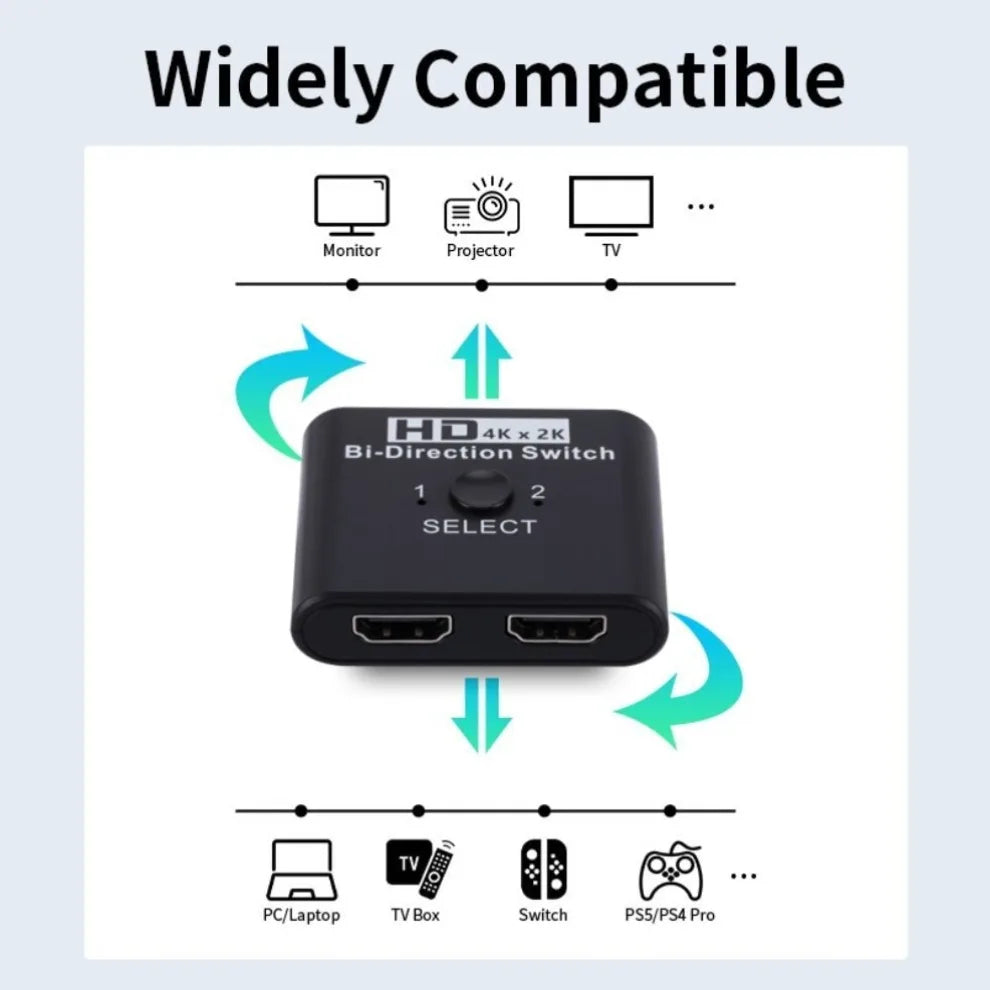 HDMI Switcher 2x1 1x2 4K Ultra HD HDMI Splitter Switch Hub Adapter