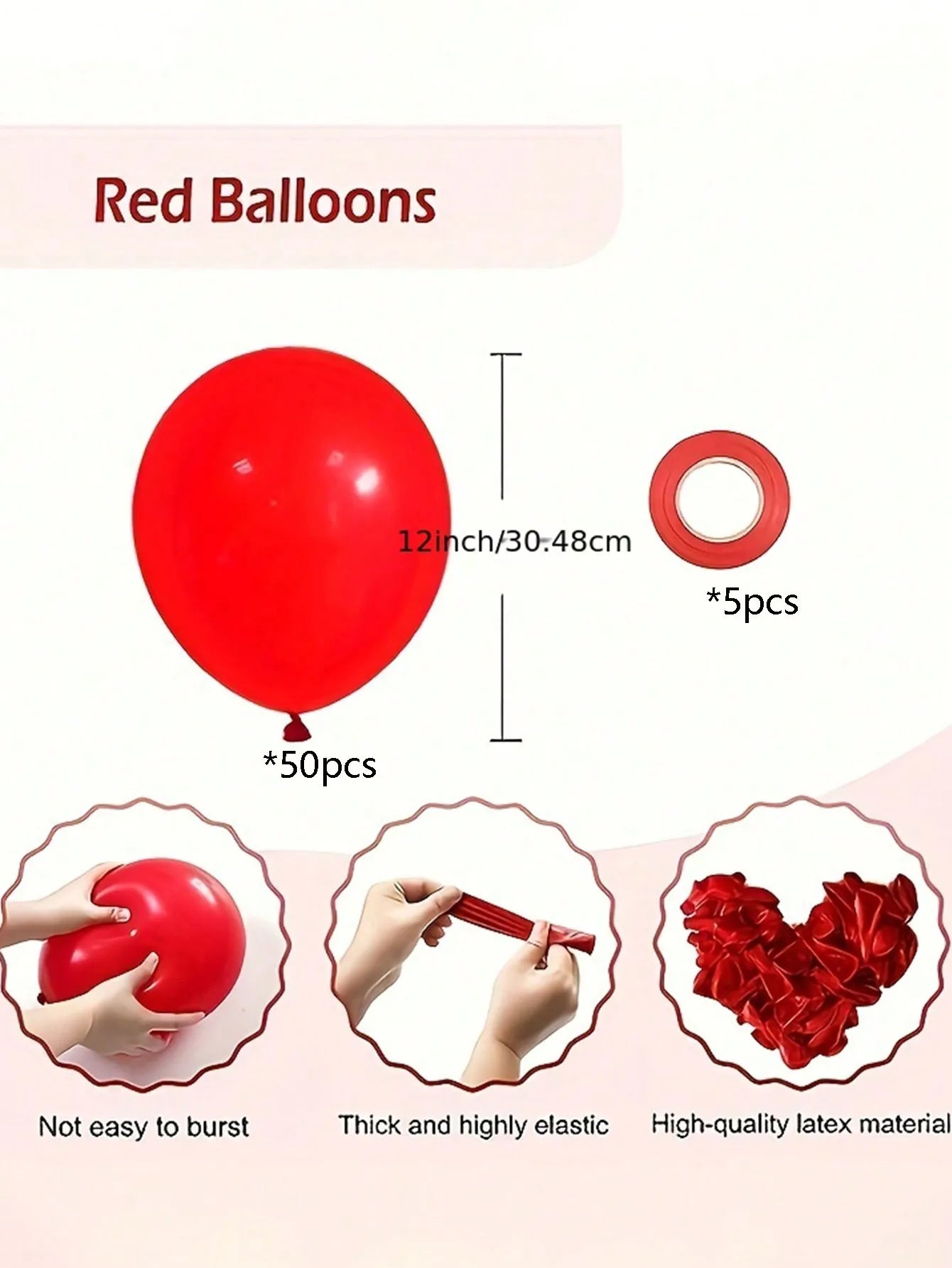 Red Latex Balloons 12 Inch for Party Decorations