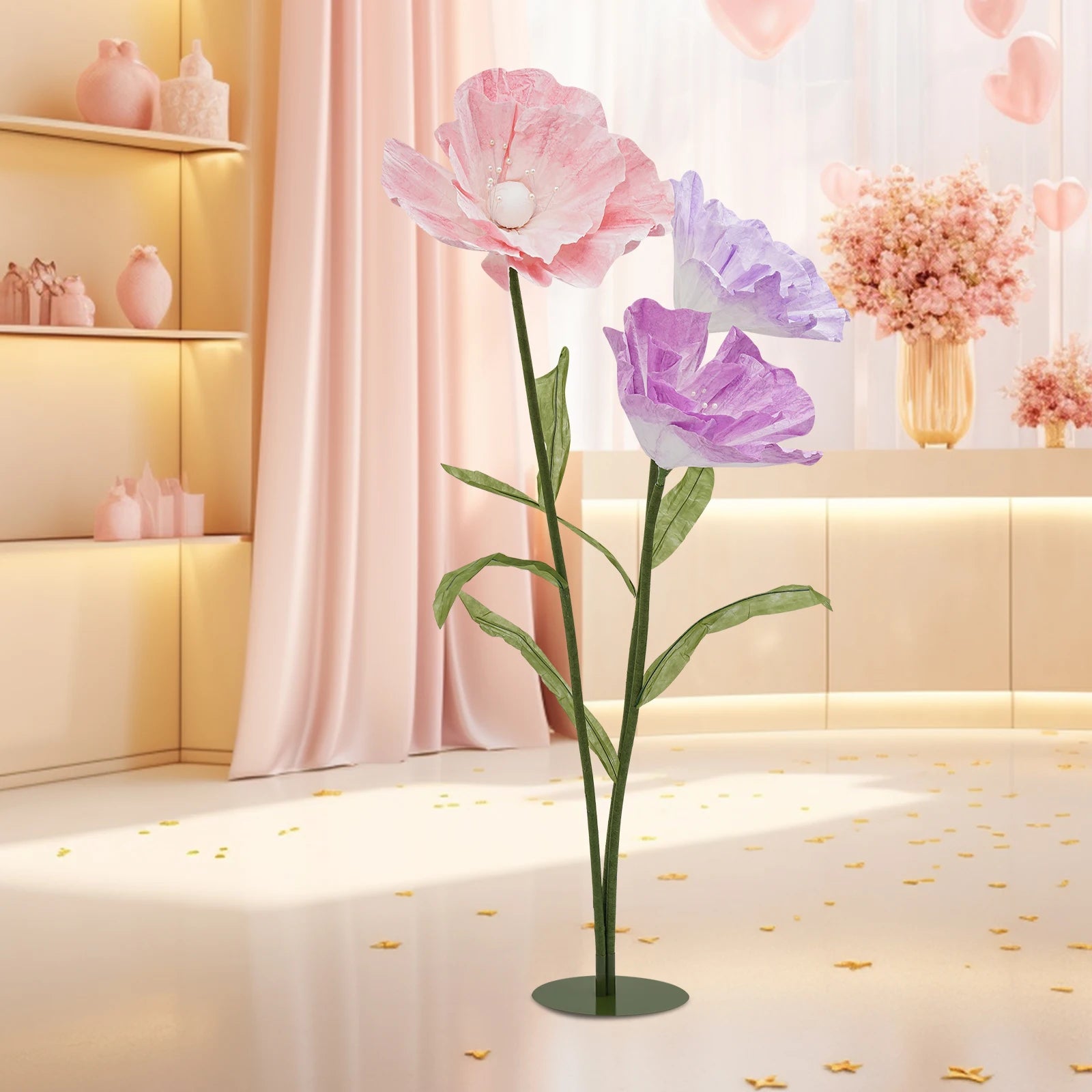 Giant Artificial Standing Flower with Stem and Base (Pink Tone)