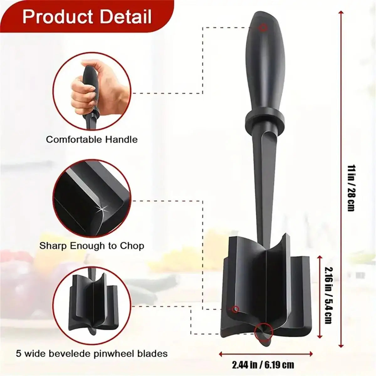 Heat-Resistant Meat Chopper and Ground Beef Smasher – Multifunctional Hamburger Meat Masher for Kitchen Cooking