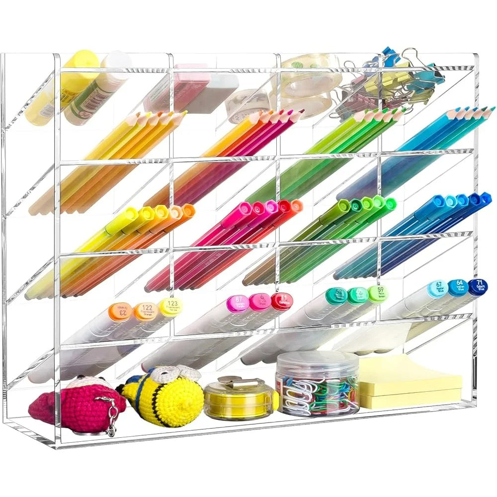Acrylic Vertical Marker Organizer Clear Desktop Pen Holder