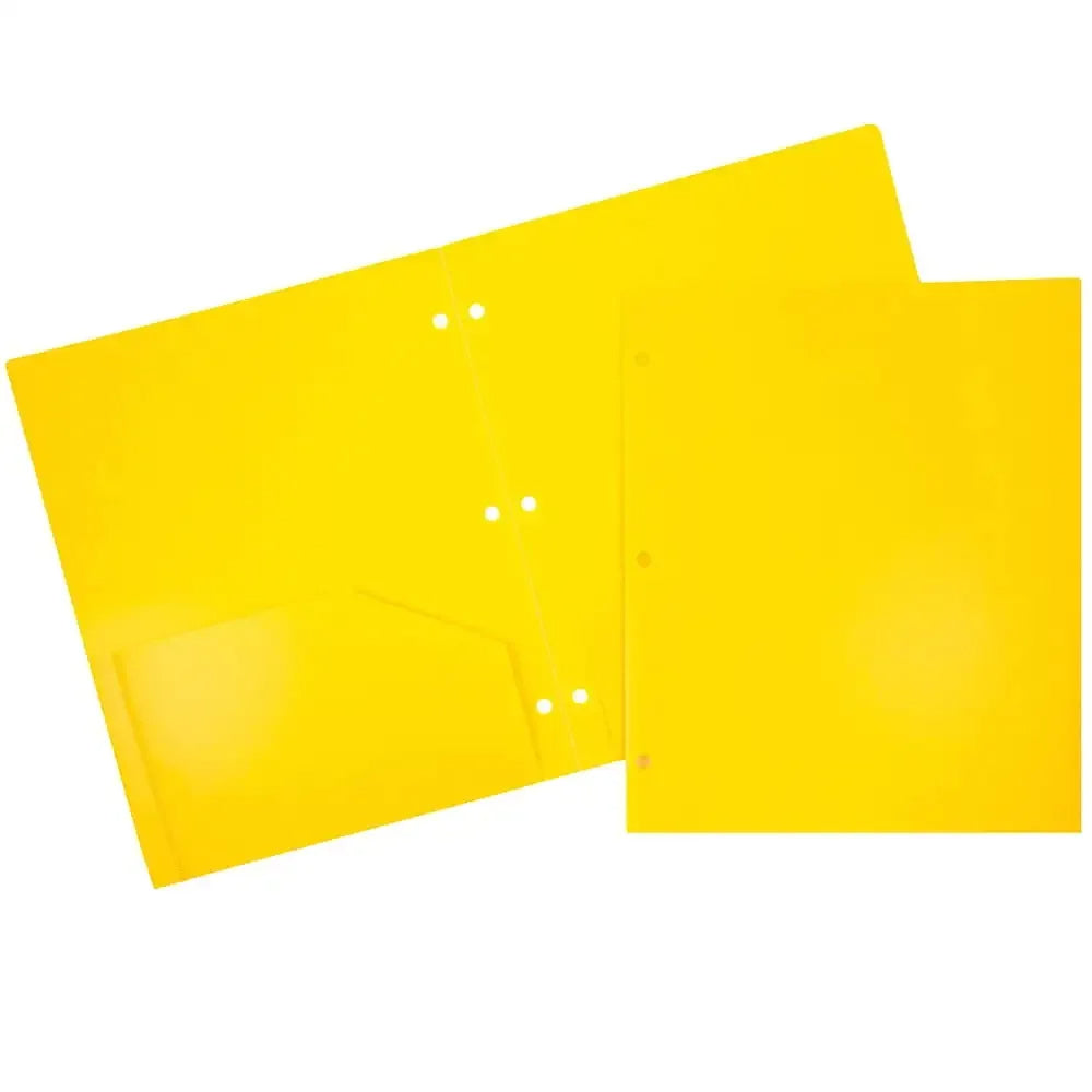 3-Hole Punched Plastic Folders with Pockets, 6-Pack