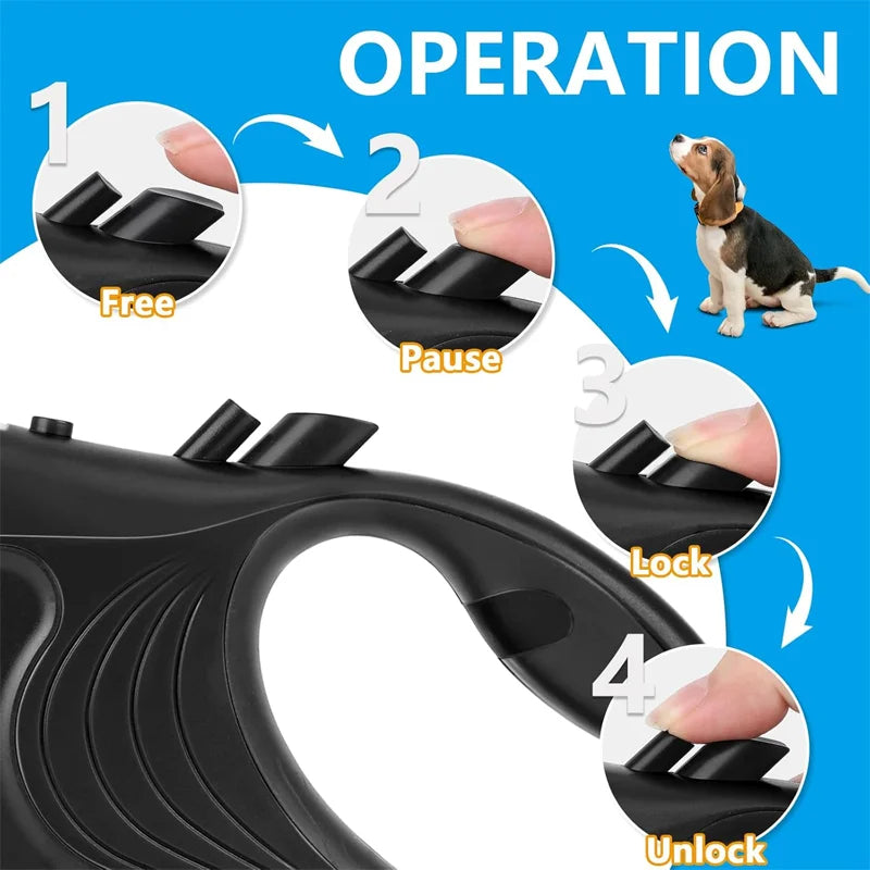 Automatic Retractable Dog Leash for Walking (Red)