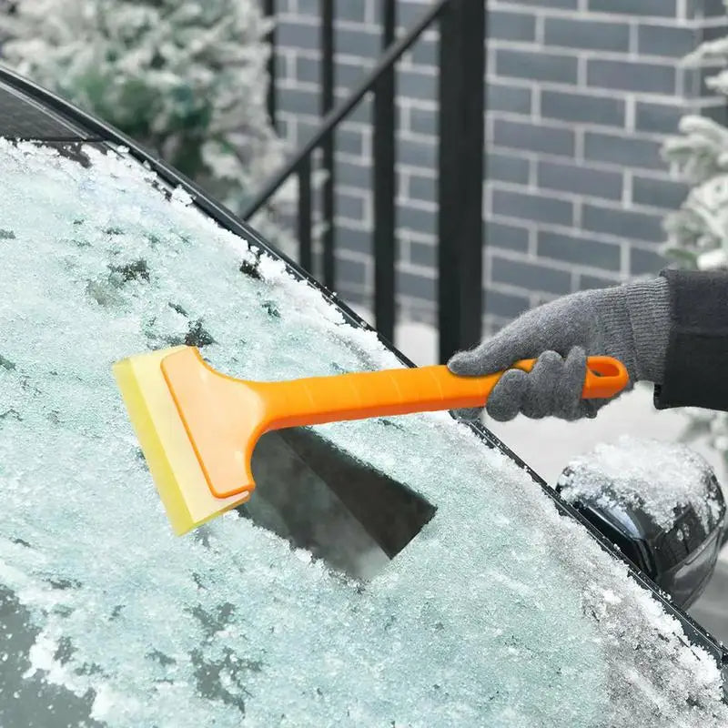 Vehicle Windshield Ice Scraper with Ergonomic Long Handle (Yellow)