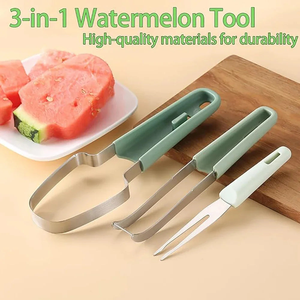 3-in-1 Stainless Steel Watermelon Cutter – Multifunctional Fruit Slicer for Kitchen