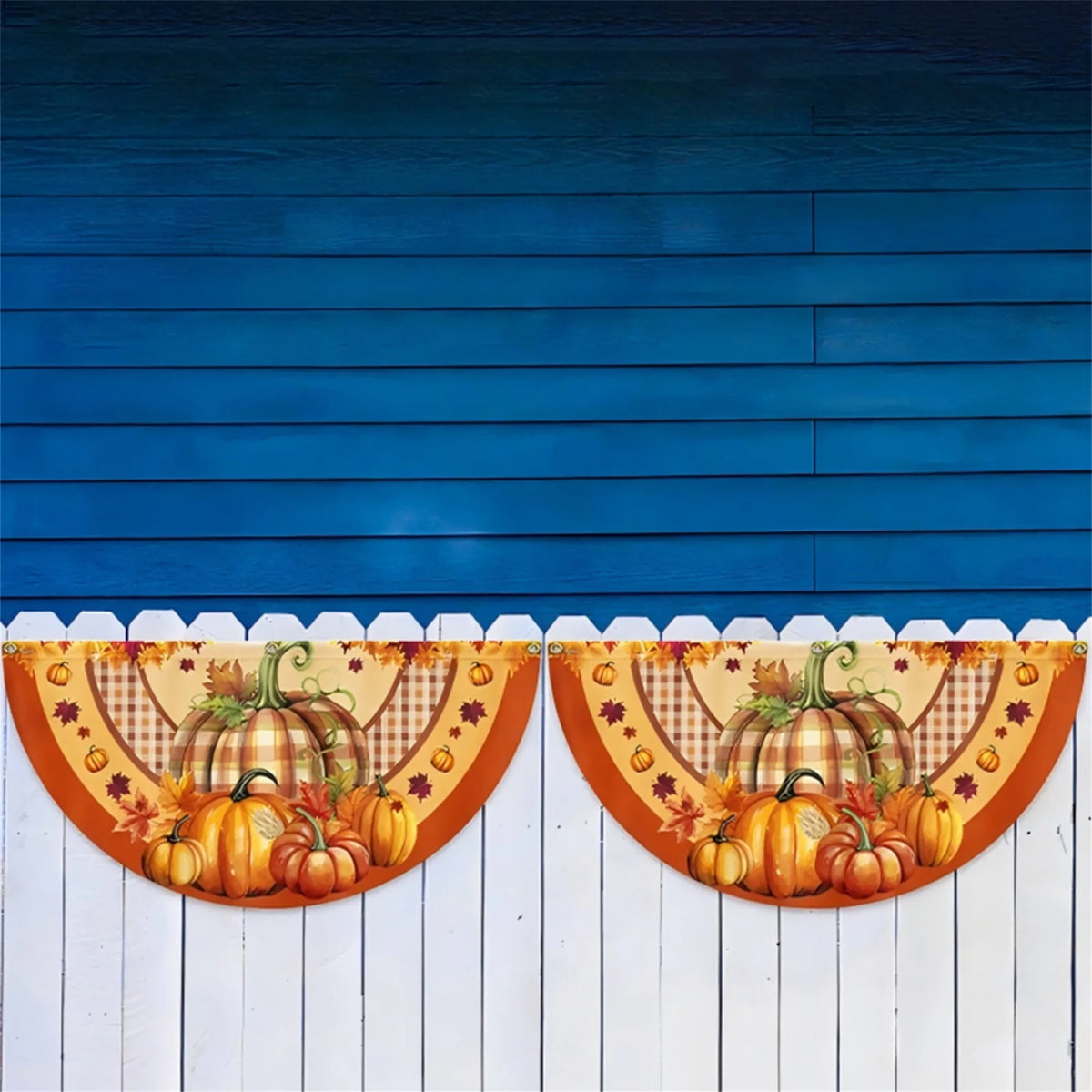 Festive Pumpkin Bunting Fan Flag Outdoor Decoration