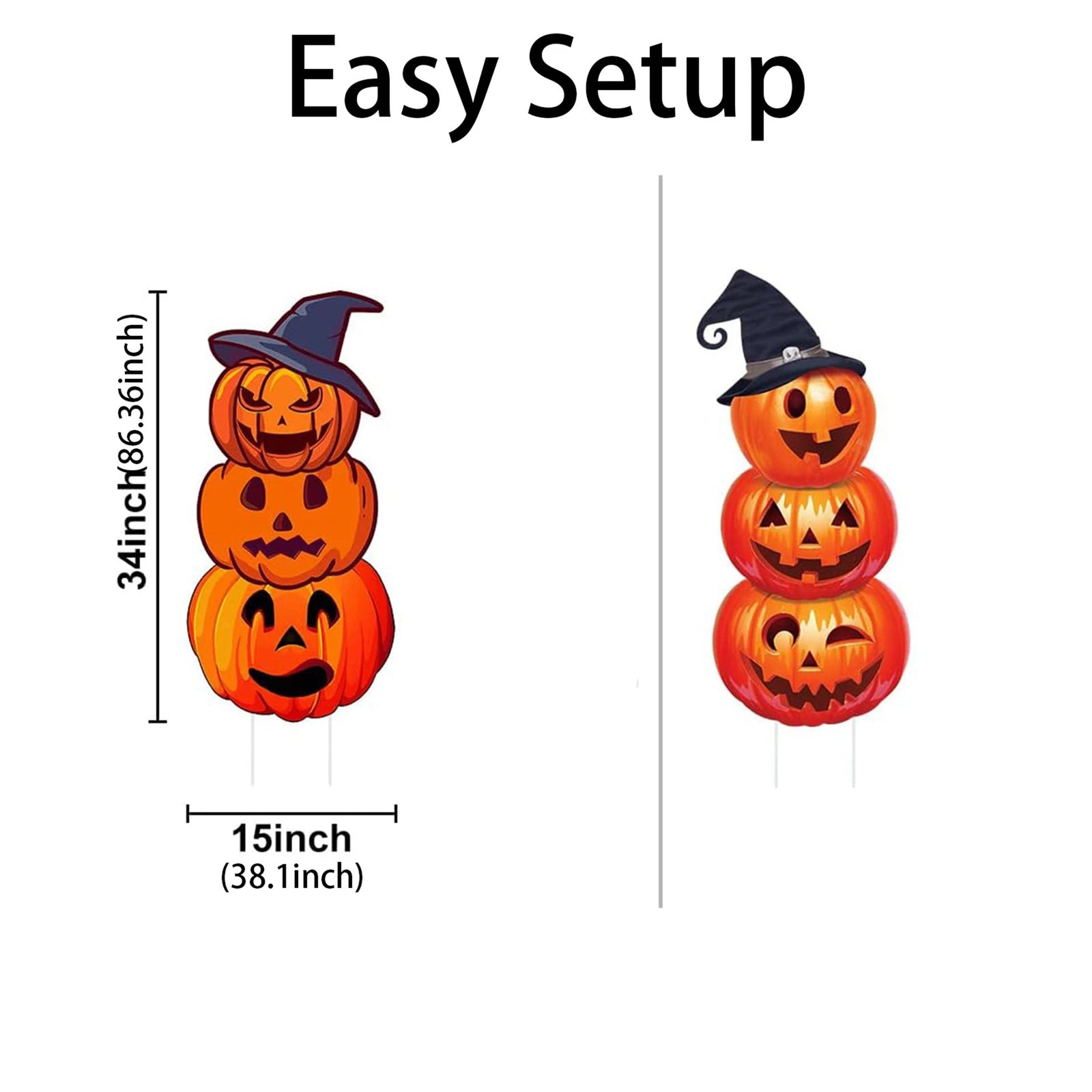 Set of 2 Halloween Pumpkin Stack Yard Signs