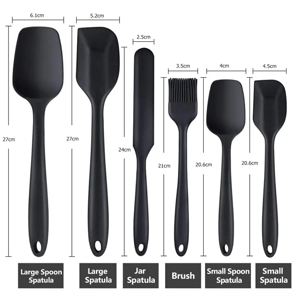 6-Piece Heat Resistant Silicone Spatula Set (Black)