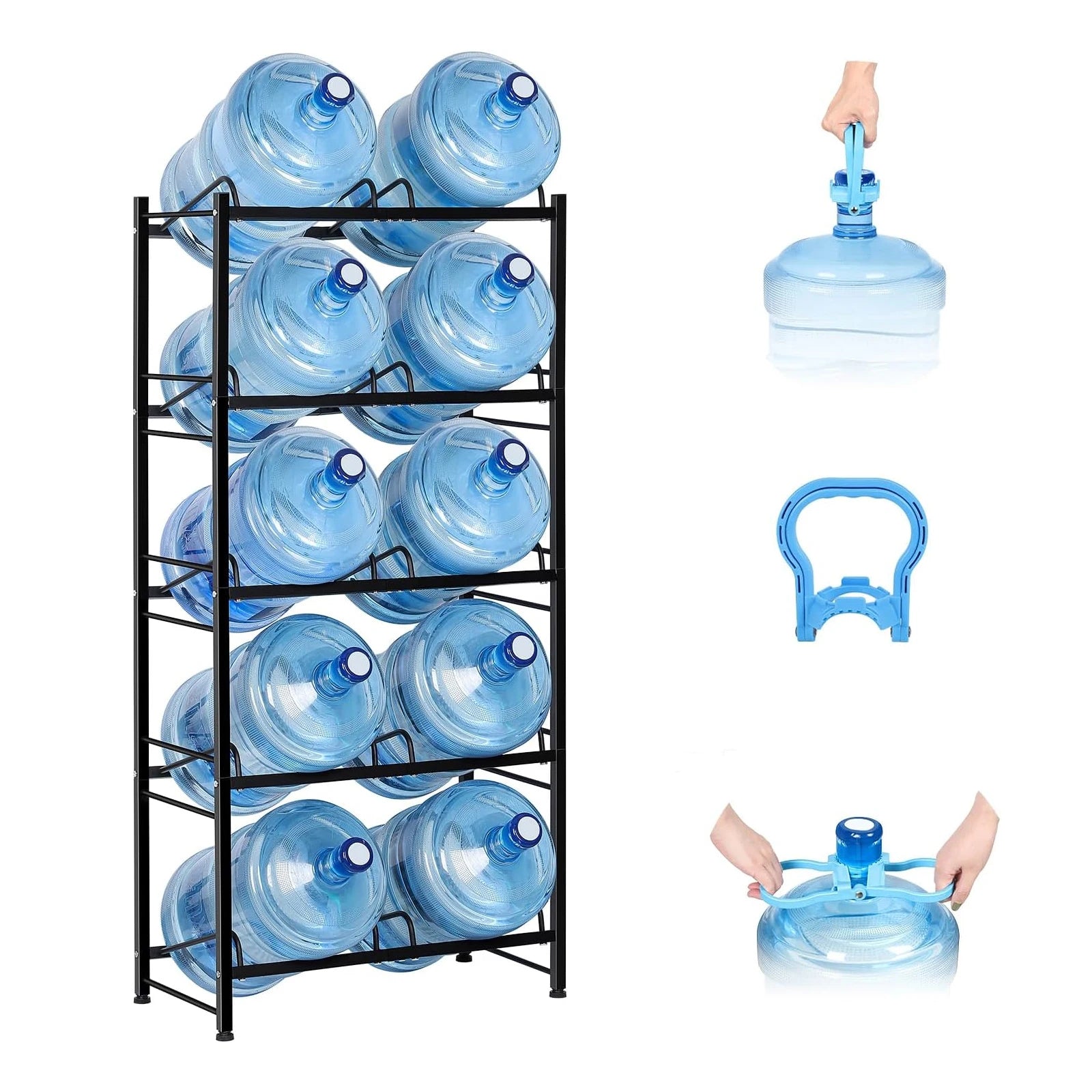 5-Tier Water Jug Rack Stand for 10 Bottles – Metal Heavy-Duty Storage Organizer
