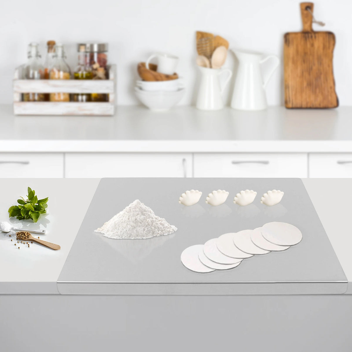 Stainless Steel Cutting Board with L-Shaped Folded Edge – Large Kitchen Chopping Board for Vegetables, Dough Kneading &amp; Countertop Protection