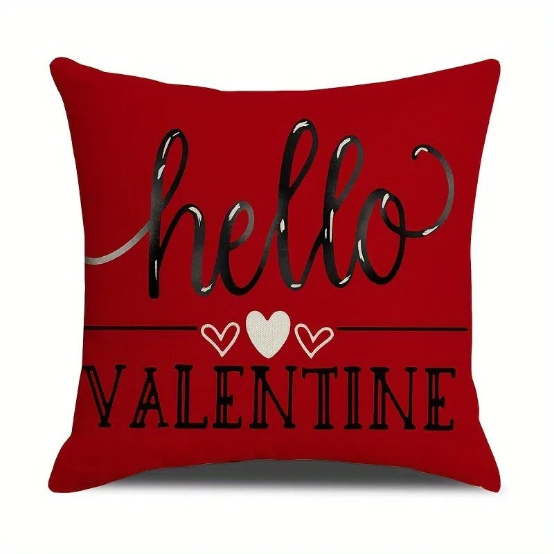 Hello Valentine Romantic Pillow Cover for Home Decoration