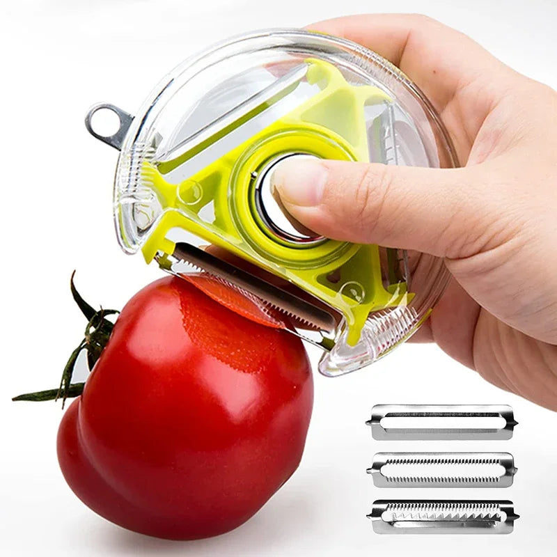 3-in-1 Vegetable Peeler, Julienne Slicer &amp; Shredder, Multi-Function Peeler with Grater, Zester &amp; Cutter Blades, Kitchen Vegetable Prep Tool (Random Color)