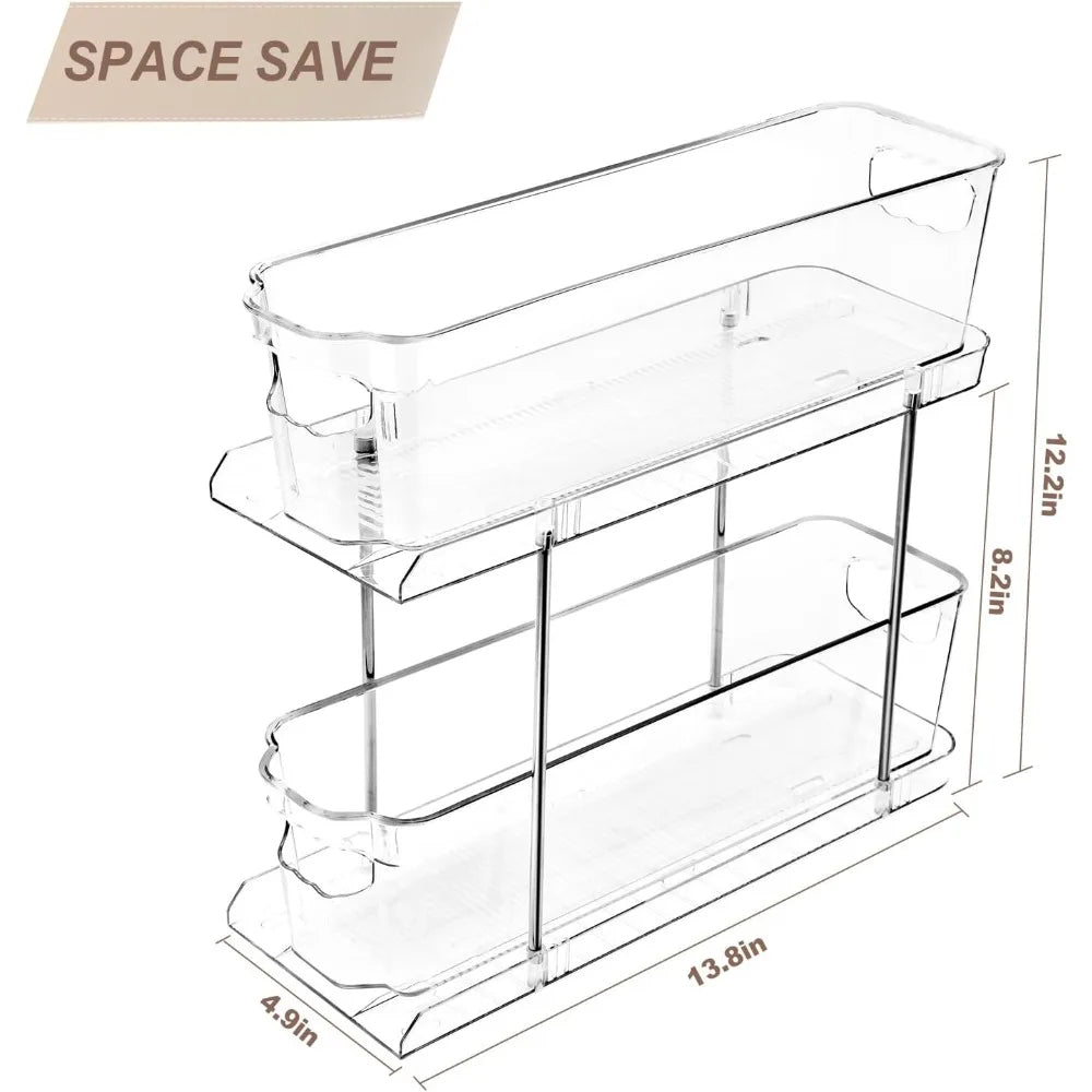 Adjustable 2-Tier Slide Out Organizer for Medicine Cabinet Vanity