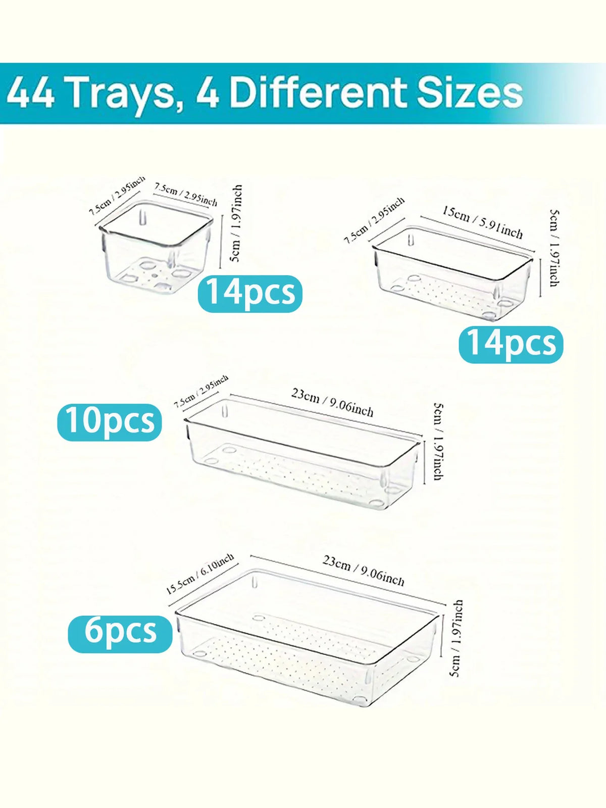 Desk Drawer Dividers Storage Bins 44PCS for Home &amp; Office