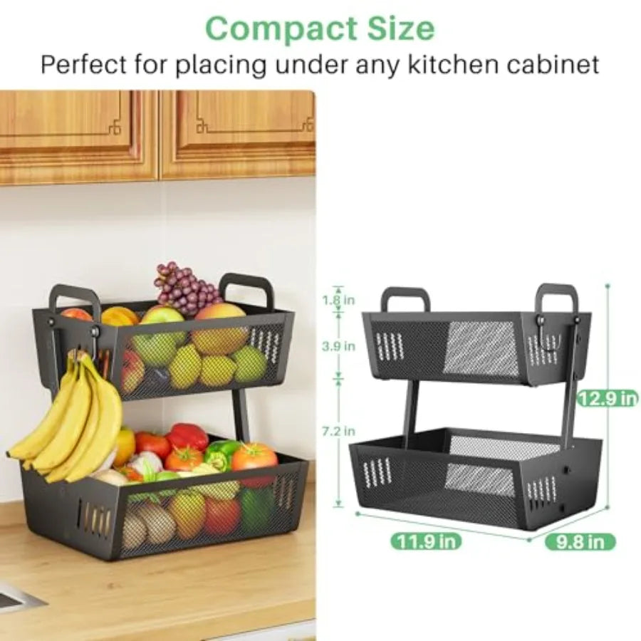Kitchen Counter Fruit Stand with Fruit Hanger for Vegetables, Bread &amp; Snacks