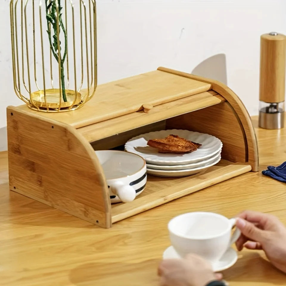 Stylish Roll-Top Bread Storage for Kitchen Counters