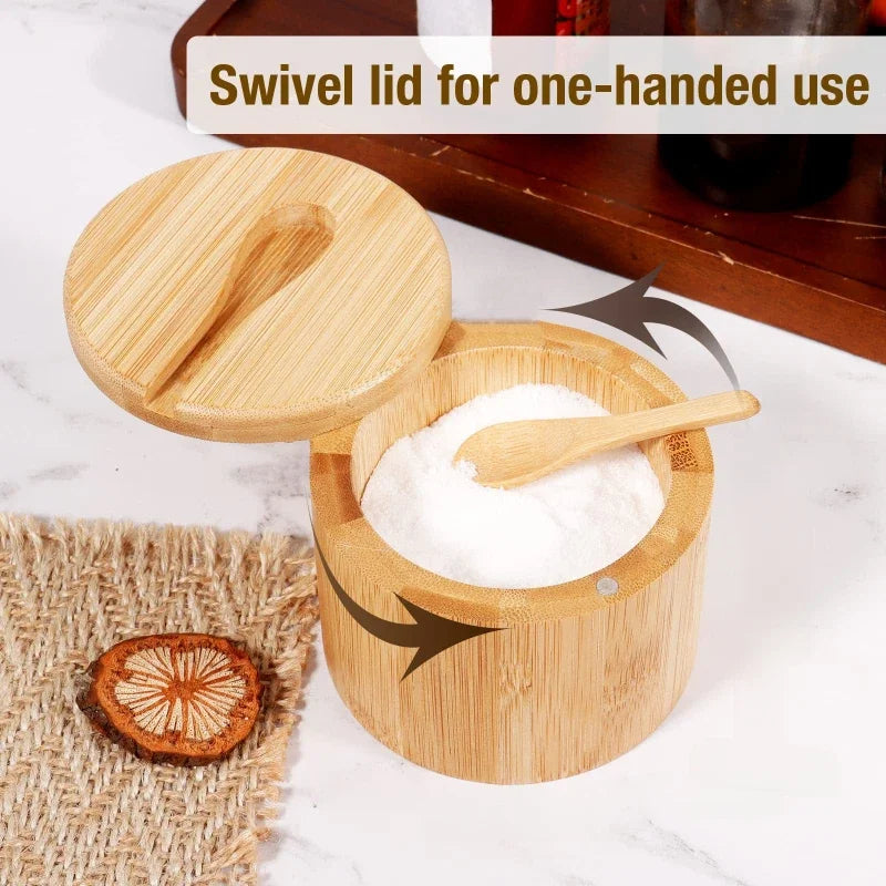 Bamboo Salt Seasoning Pepper Jar Set