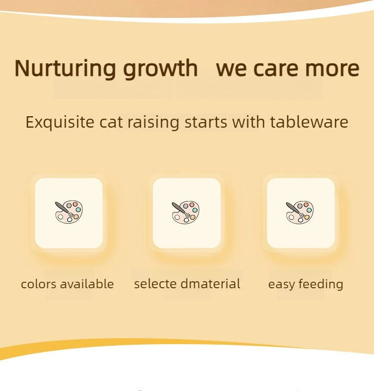 Ergonomic Dwarf Cat Food Plate Low-Profile Dish for Flat-Faced Cats (Yellow)