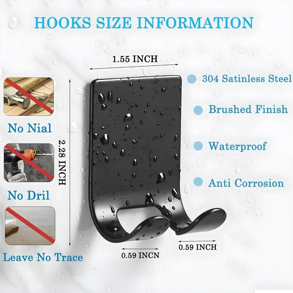 Razor Holder for Shower 2 Pack Self Adhesive Shaver Hook (Black)