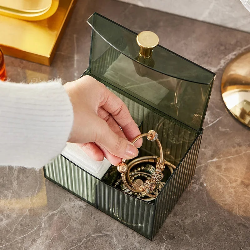 Acrylic Cotton Pad Makeup Jewelry Organizer (Clear)