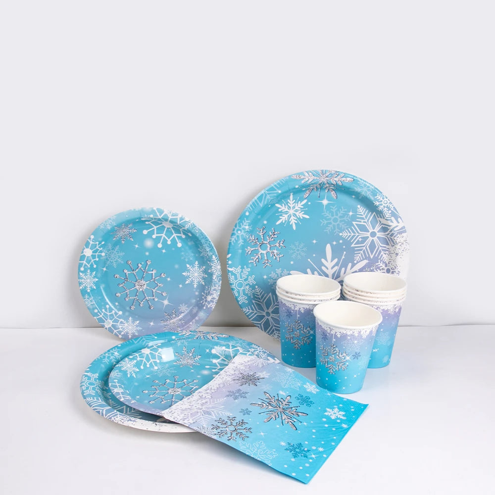 Frozen Snowflake Disposable Tableware Set