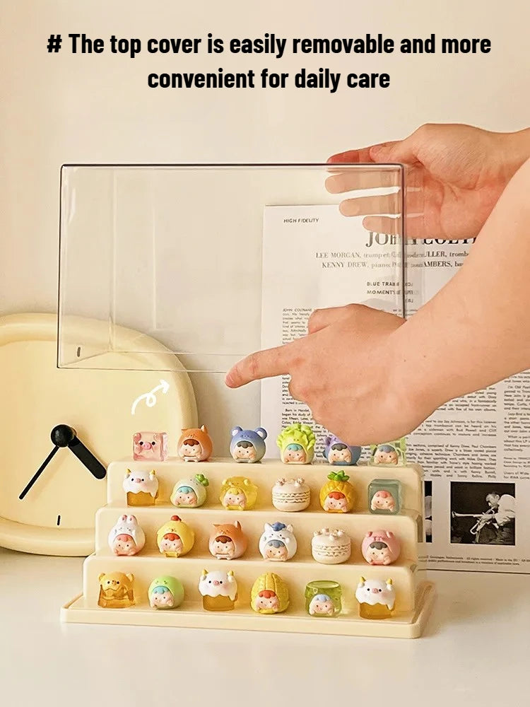 Clear Acrylic Display Case Dustproof Storage Organizer Pearl White)