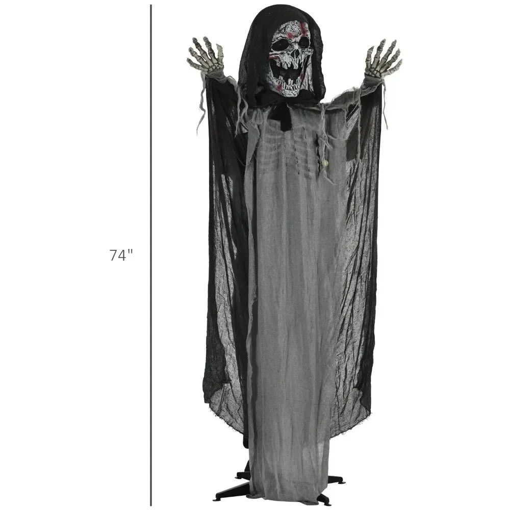 74&quot; Life-Size Animated Skeleton Witch Decoration