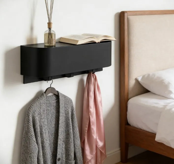 Wooden Texture Wall Shelf Hangers & Hooks (Walnut)