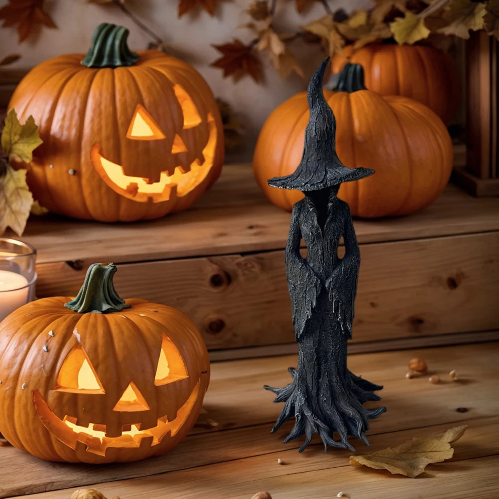 Resin Cracker Barrel Witch Sculpture 11.8 Inch for Halloween Decor