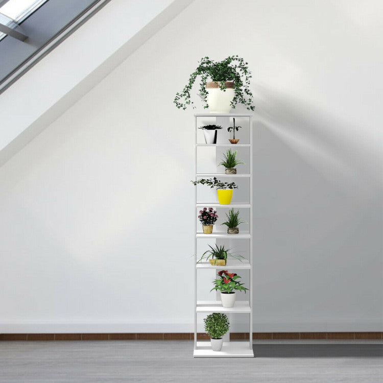 Wooden Vertical Shoe Rack 7 Tiers for Front Door (White)