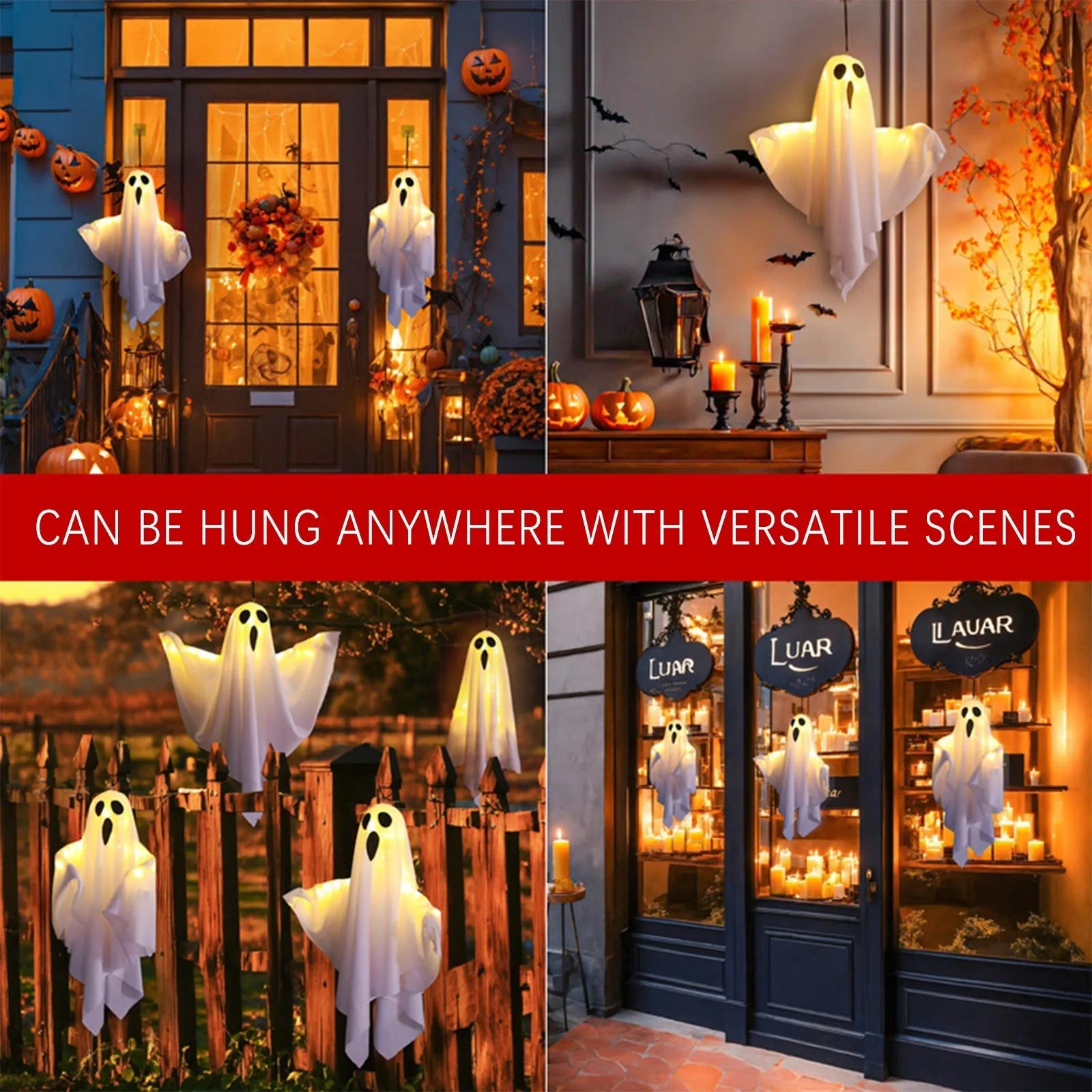 Halloween Hanging Ghost Prop Halloween Courtyard Decor (White)