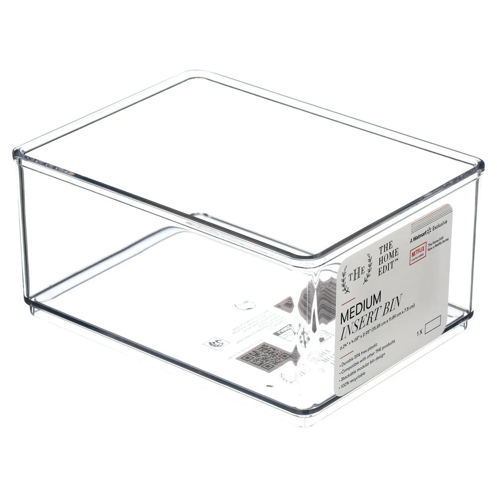 Clear Storage Bins Stackable Medium Organizers for Home Office