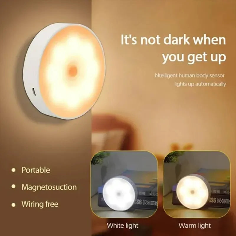 2 Pack Motion Sensor Night Light USB Rechargeable for Cabinet, Wardrobe (Warm White)