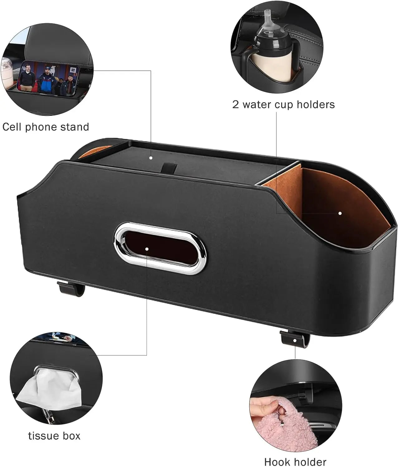 Multifunctional Car Back Seat Organizer for Travel Storage with Cup Holders