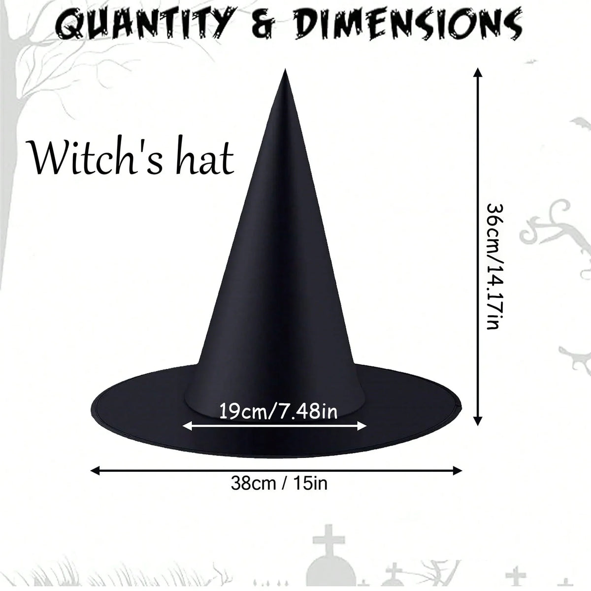 Black Witch Hats 6PCS with Hanging Rope for Spooky Decor