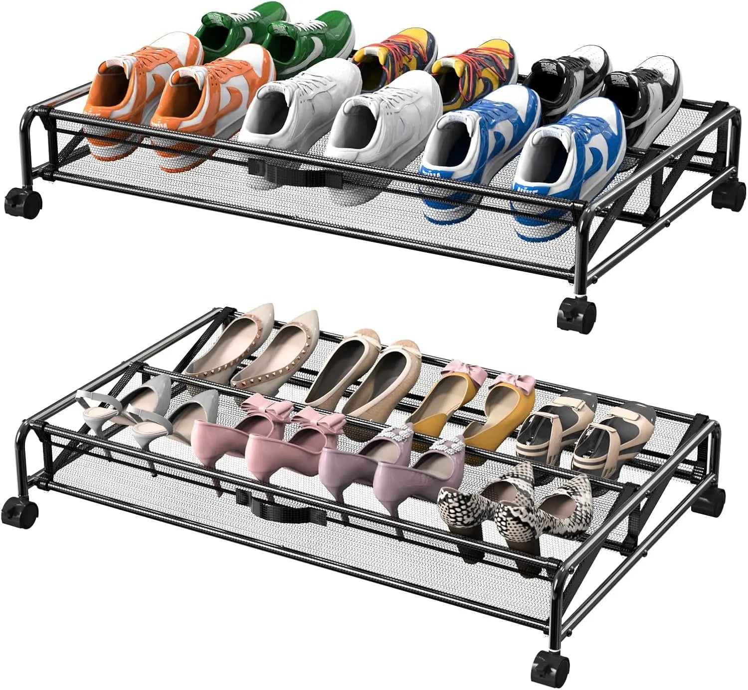 Under Bed Shoe Organizer with Wheels (2-Pack)