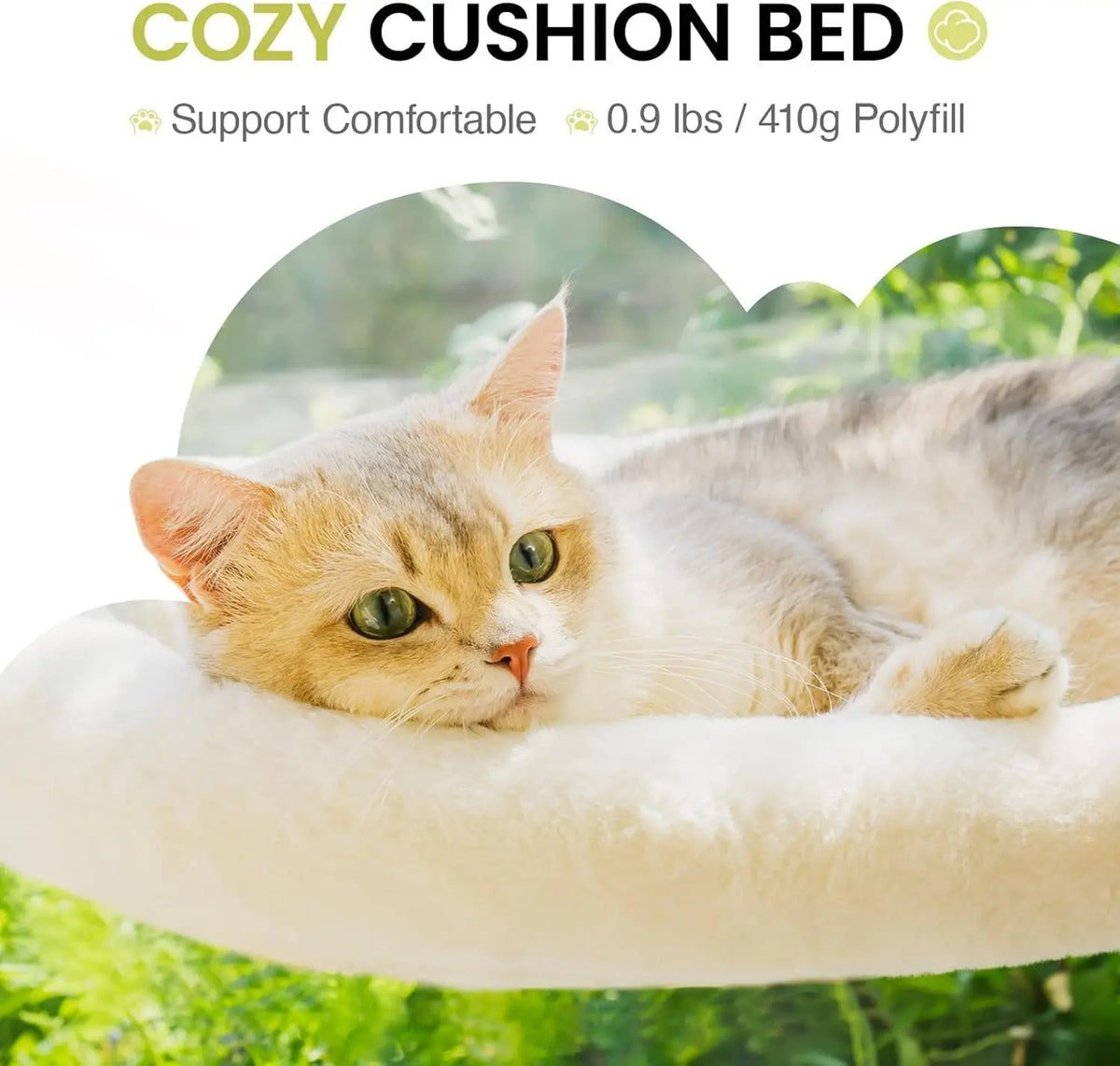 Foldable Cat Window Perch with Strong Suction Cups (Off White)