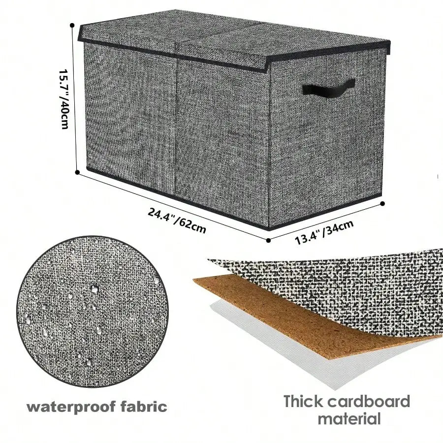 Storage Organizer 30L Capacity Collapsible Toy Chest with Lid (Light Black)