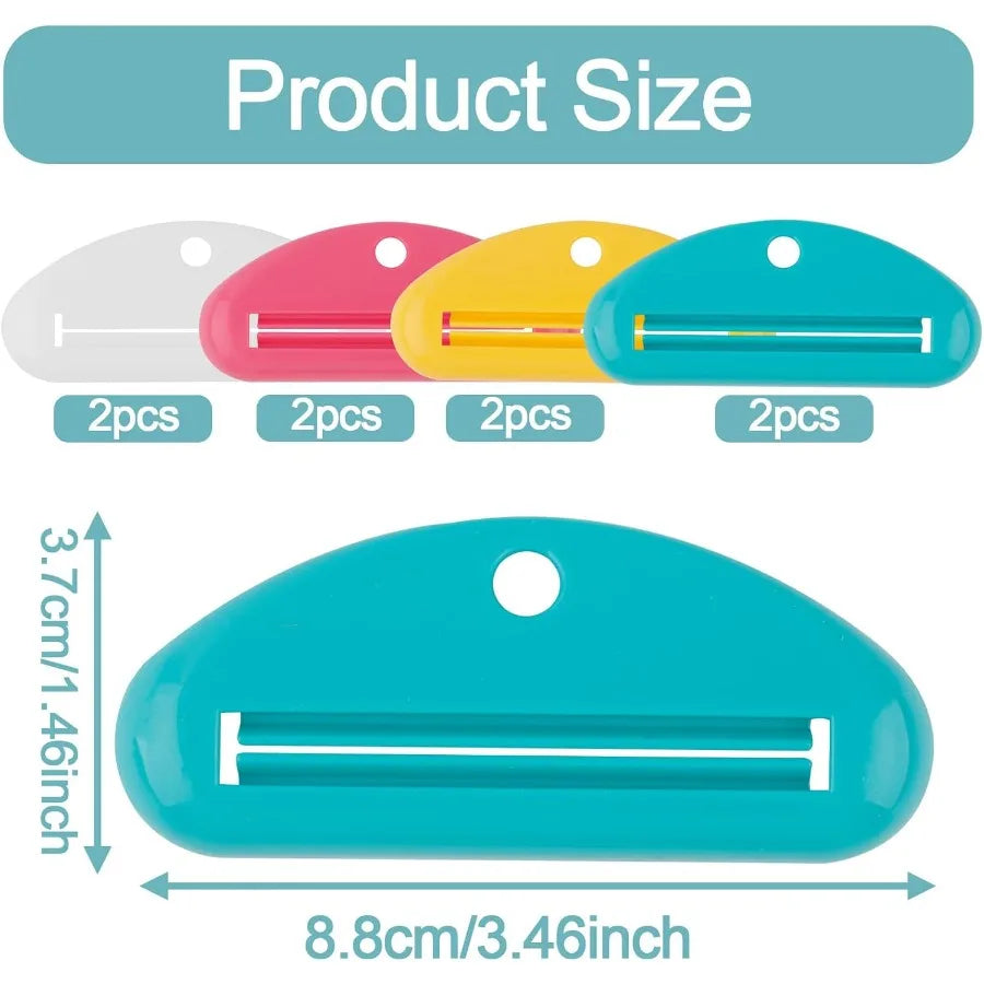 Plastic Toothpaste Squeezer Rollers 8 PCS Tube Clip Holder Tool Assorted Colors for Bathroom & Home