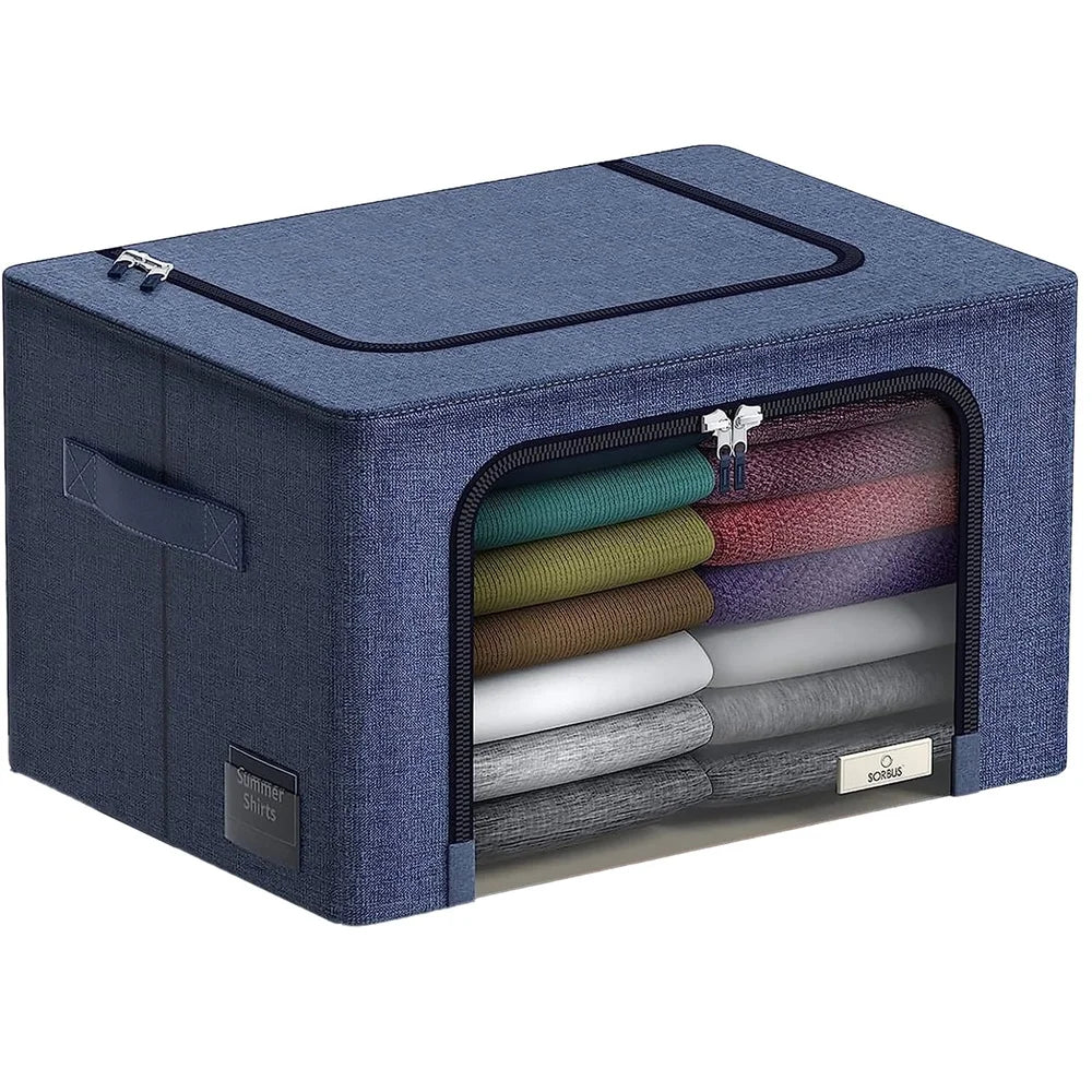 Stackable Foldable Storage Bins with Internal Metal Frame